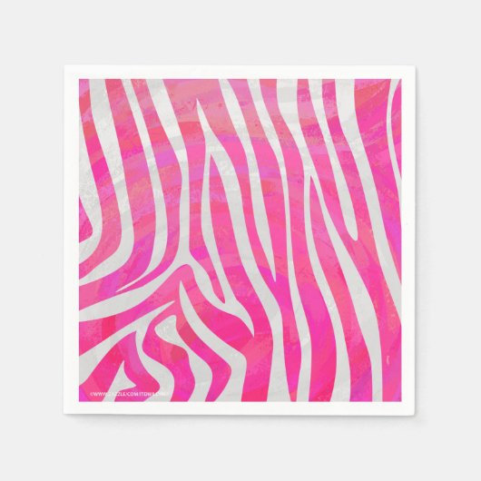 Serviette En Papier Zebra Hot Pink et White Print (Devant)