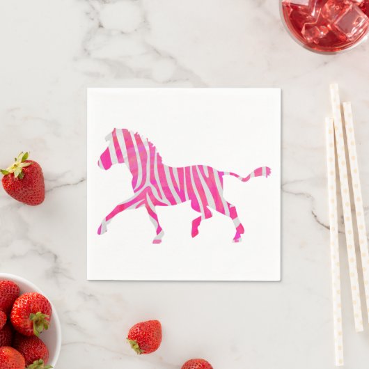 Serviette En Papier Zebra Hot rose et blanc Silhouette (En situation)