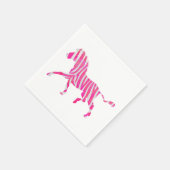 Serviette En Papier Zebra Hot rose et blanc Silhouette (Coin)