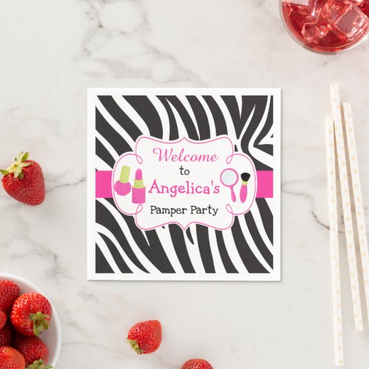 Serviette En Papier Zebra imprimé anniversaire Pamper Party (En situation)