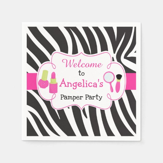 Serviette En Papier Zebra imprimé anniversaire Pamper Party (Devant)