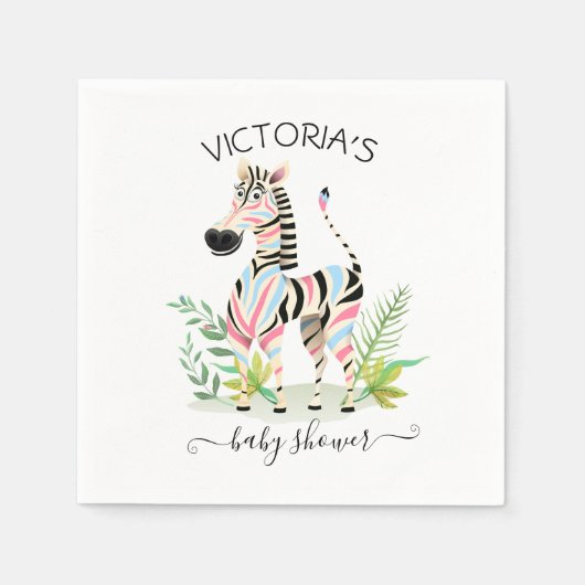 Serviette En Papier Zebra Jungle Baby shower de révélation de genre (Devant)