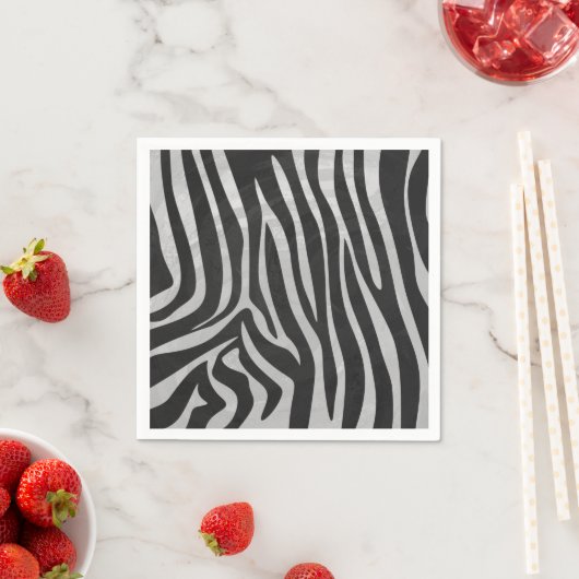 Serviette En Papier Zebra noir et gris clair (En situation)