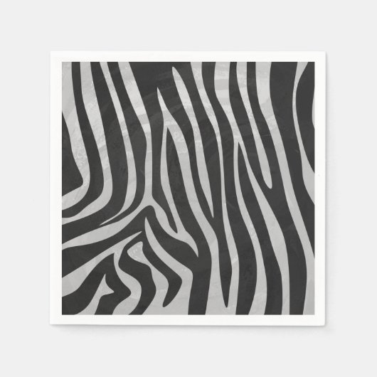 Serviette En Papier Zebra noir et gris clair (Devant)