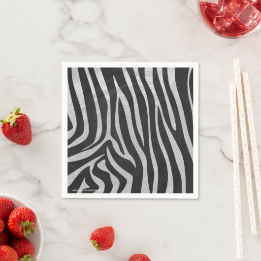 Serviette En Papier Zebra noir et gris clair (En situation)
