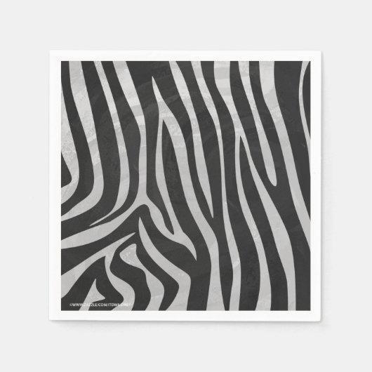Serviette En Papier Zebra noir et gris clair (Devant)