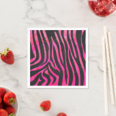 Serviette En Papier Zebra noir et rose chaud (En situation)