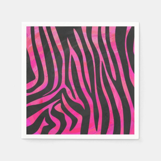 Serviette En Papier Zebra noir et rose chaud (Devant)