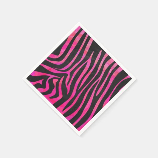 Serviette En Papier Zebra noir et rose chaud (Coin)