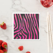 Serviette En Papier Zebra noir et rose chaud (En situation)
