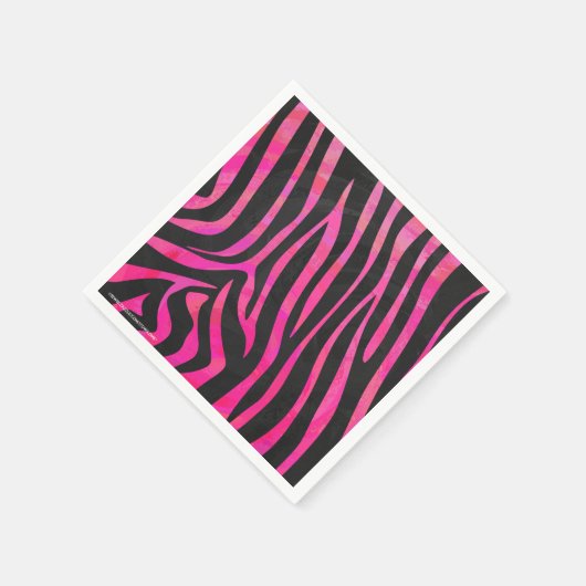 Serviette En Papier Zebra noir et rose chaud (Coin)