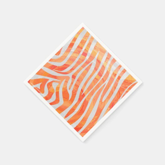 Serviette En Papier Zebra Orange and White Print (Coin)