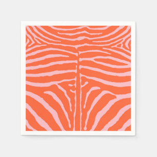 Serviette En Papier Zebra Orange et rose