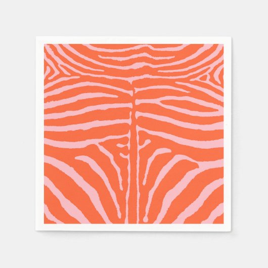 Serviette En Papier Zebra Orange et rose (Devant)