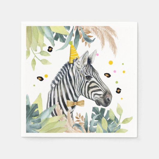 Serviette En Papier Zebra Party Animaux Anniversaire Zoo Safari (Devant)