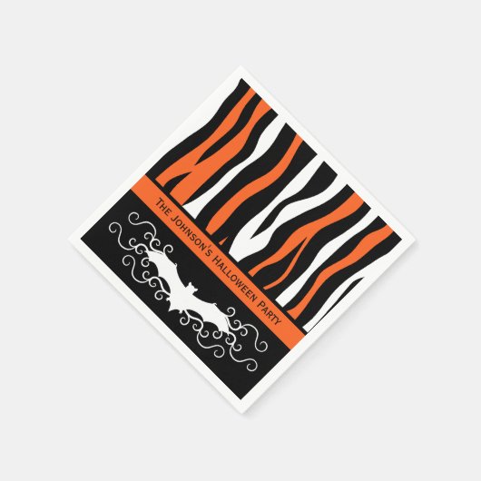 Serviette En Papier Zebra pattern et chauve-souris fête d'Halloween (Coin)