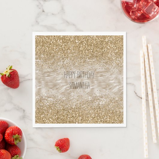 Serviette En Papier Zebra Print Faux Gold Parties scintillant (En situation)