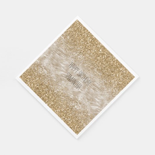 Serviette En Papier Zebra Print Faux Gold Parties scintillant (Coin)