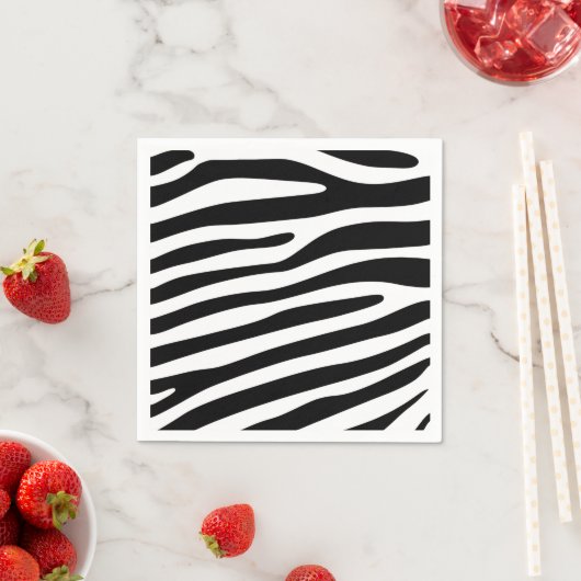 Serviette En Papier Zebra rayures motif noir & blanc + vos idées (En situation)