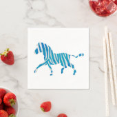 Serviette En Papier Zebra Silhouette Bleu et Blanc (En situation)