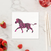 Serviette En Papier Zebra Silhouette noir et rose chaud (En situation)