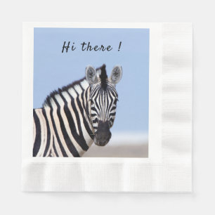 Serviette En Papier Zebra vous regardant avec le texte de photo bleu c