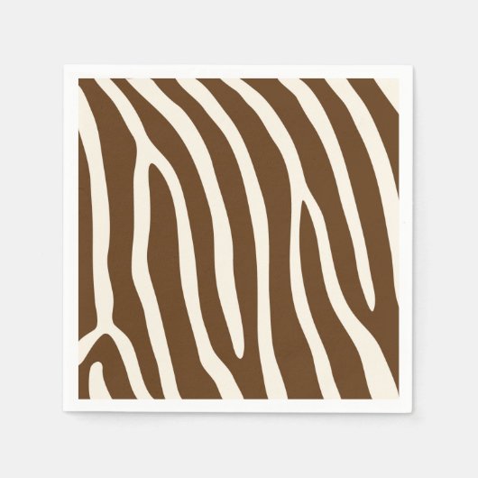 Serviette En Papier Zèbre animal exotique rayures en Brown (Devant)