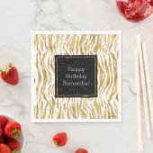 Serviette En Papier Zèbre d'or blanc Glitz Confetti (En situation)