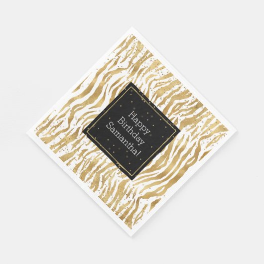 Serviette En Papier Zèbre d'or blanc Glitz Confetti (Coin)