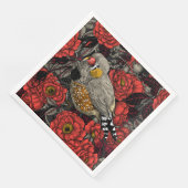 Serviette En Papier Zèbre et rosier rouge (Coin)