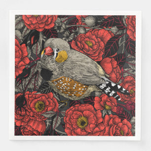 Serviette En Papier Zèbre et rosier rouge
