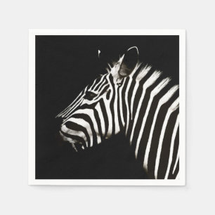 Serviette En Papier Zèbre noir et blanc rayures Animal