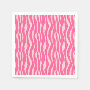 Serviette En Papier Zèbre rayures - Fuchsia et rose clair