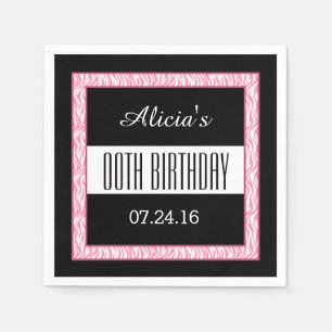 Serviette En Papier ZÈBRE ROSE toute coutume S1 d'anniversaire d'année