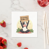 Serviette En Papier Zen Cow Protest – Save the Drama, Eat More Tofu (En situation)