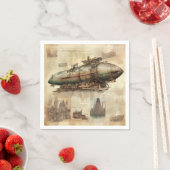 Serviette En Papier Zeppelin Steampunk vintage (5) (En situation)