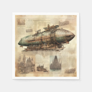 Serviette En Papier Zeppelin Steampunk vintage (5)