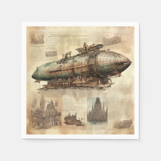 Serviette En Papier Zeppelin Steampunk vintage (5) (Devant)