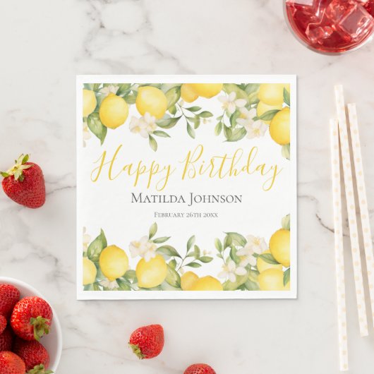 Serviette En Papier Zesty Lemons Fun Jaune fête d'anniversaire (En situation)