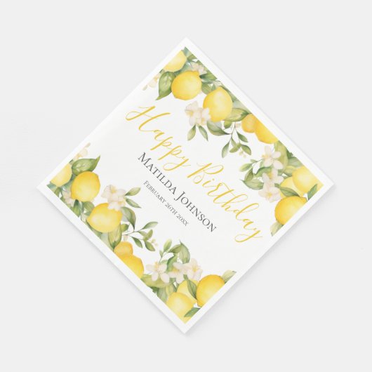 Serviette En Papier Zesty Lemons Fun Jaune fête d'anniversaire (Coin)