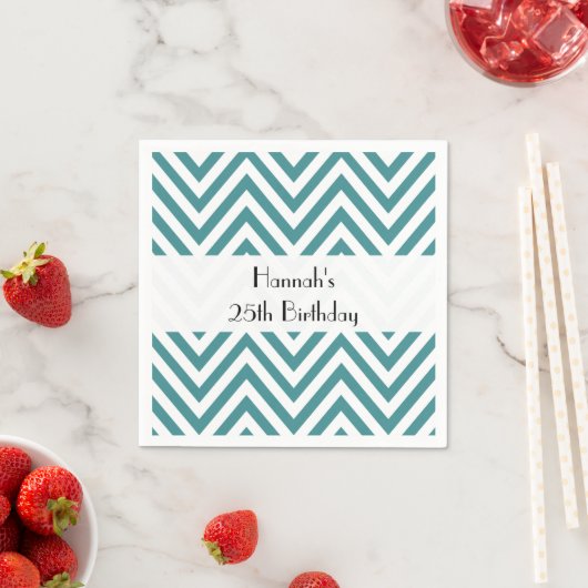 Serviette En Papier Zigzag bleu, Chevron, Motif Zigzag, Anniversaire (En situation)
