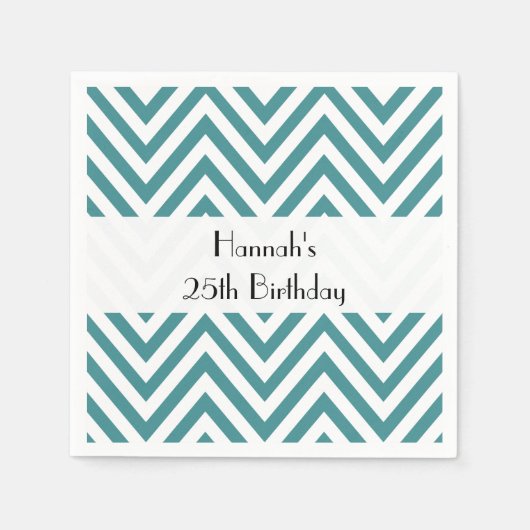 Serviette En Papier Zigzag bleu, Chevron, Motif Zigzag, Anniversaire (Devant)