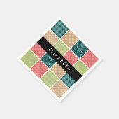 Serviette En Papier Zigzag, Chevron, En vichy, Pois, Votre Nom (Coin)