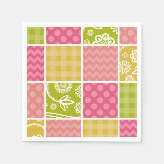 Serviette En Papier Zigzag, Chevron, Pois, En vichy, Patchwork (Devant)