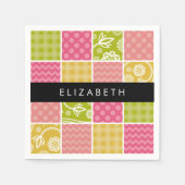 Serviette En Papier Zigzag, Chevron, Pois, En vichy, Votre Nom (Devant)