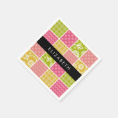 Serviette En Papier Zigzag, Chevron, Pois, En vichy, Votre Nom (Coin)