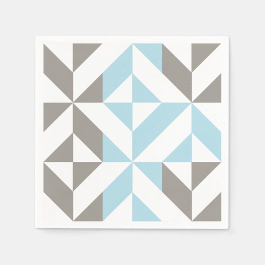 Serviette En Papier ZigZag géométrique bleu et argent (Devant)
