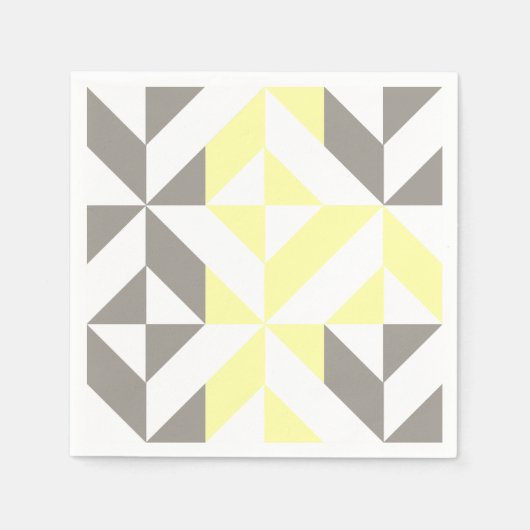 Serviette En Papier ZigZag géométrique jaune et argent (Devant)