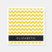 Serviette En Papier Zigzag Jaune, Chevron Jaune, Votre Nom (Devant)