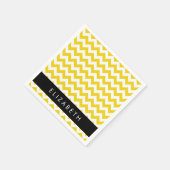 Serviette En Papier Zigzag Jaune, Chevron Jaune, Votre Nom (Coin)